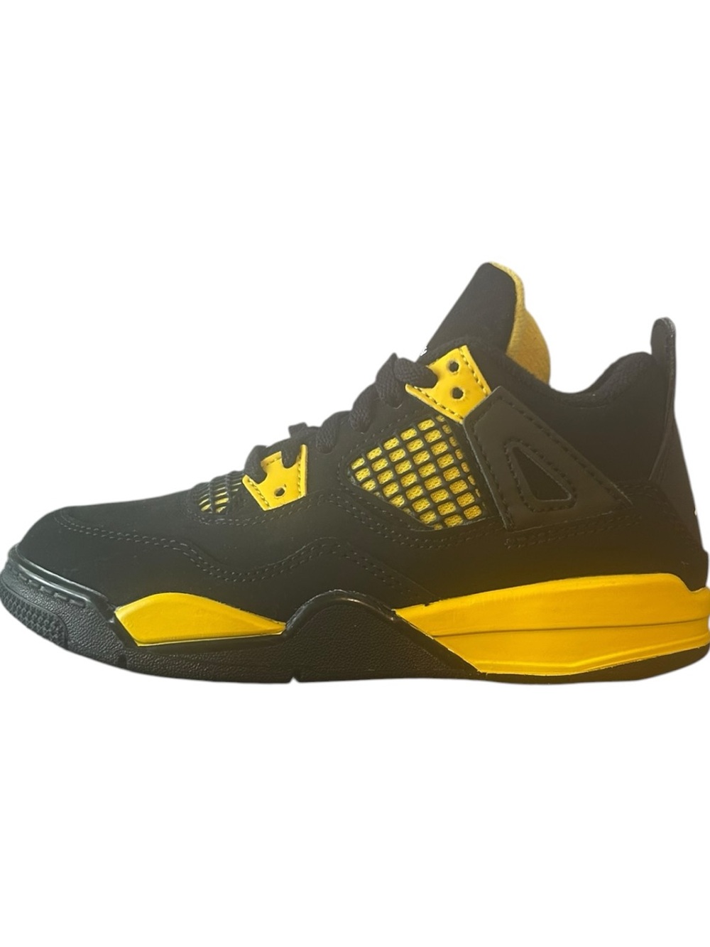 Nike Air Jordan 4 Retro Thunder PS Black Yellow Size 12C B-Grade NEW Preschool